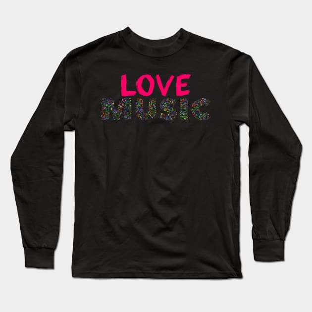 Love Music Colour Musical Notes Long Sleeve T-Shirt by tribbledesign
